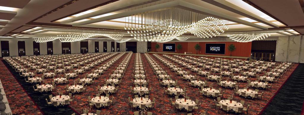 シーザーズ・エンターテインメントの会議施設「シーザーズ・フォーラム」内に設けられる世界最大の「ピラーレス・ボールルーム（無柱大宴会場）」の完成予想図。柱がないためニーズに合わせて柔軟にレイアウトが変更できる